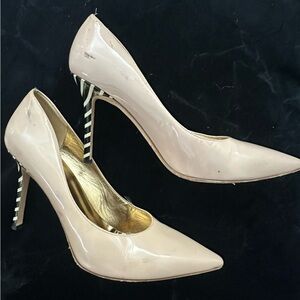 Kate Spade Nude Pumps with Striped Heel